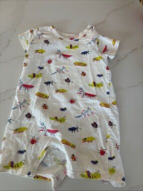Kids White Bug Print One-Piece Romper